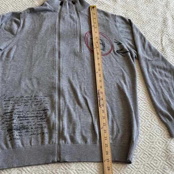 Desigual Gray Zip-Up Sweater with Artistic Accents - Picture 7 of 9